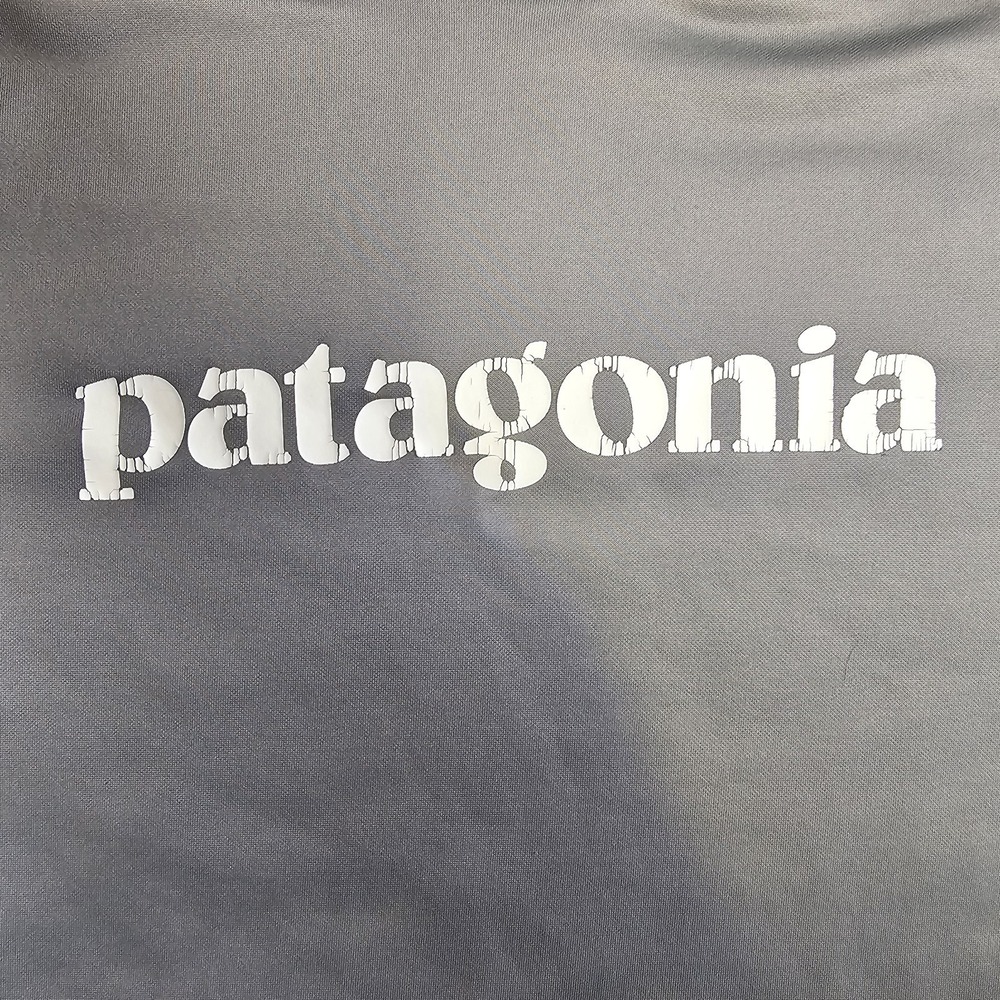 Patagonia Hoodie MED Grey Logo Polycycle Sweatshirt Kangaroo Pullover A6 - Picture 2 of 11